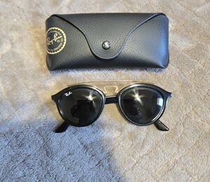 Ray-Ban Black and Gold Sunglasses with Case